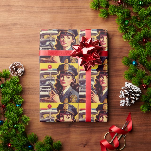 Vintage polis Illustration Presentpapper (Julgåva)