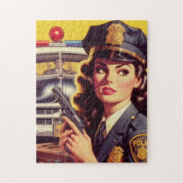 Vintage polis Illustration Pussel (Vertikal)
