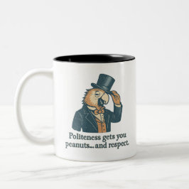 Vintage Polite Parrot Quote with Top Hat Två-Tonad Mugg
