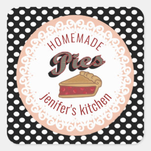 Vintage polka dots typografi homemade paj fyrkantigt klistermärke
