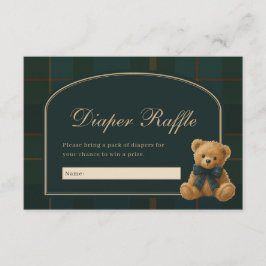 Vintage Polo Plaid Teddy Bear Blöja Lotteri Tilläggskort