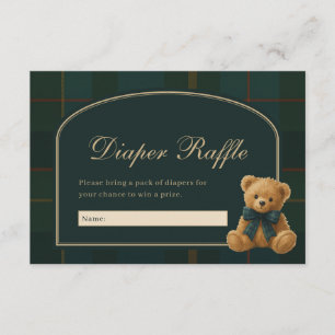 Vintage Polo Plaid Teddy Bear Blöja Lotteri Tilläggskort