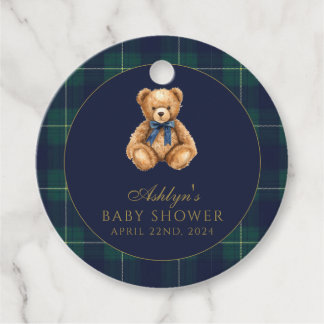 Vintage Polo Teddy Bear Baby Shower Favor Tags Gåvor Etiketter