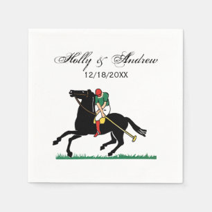 Vintage-polospelare på ponny pappersservett