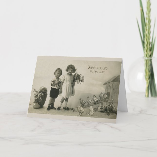 Vintage polska Påsk-hälsningskort Helgkort (Framsida)