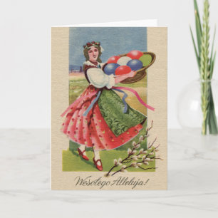 Vintage polska Wesołego Alleluja Påsk Card Helgkort