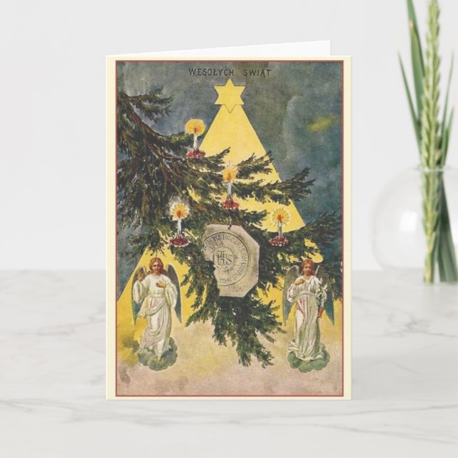 Vintage polska Wesołych Świąt-julkort Helgkort (Framsida)