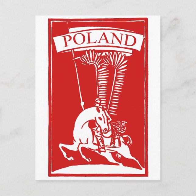 Vintage polska Winged Hussar Vykort (Framsida)