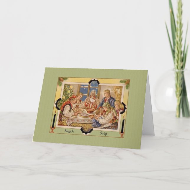 Vintage Polskt julhälsningskort Helgkort (Framsida)