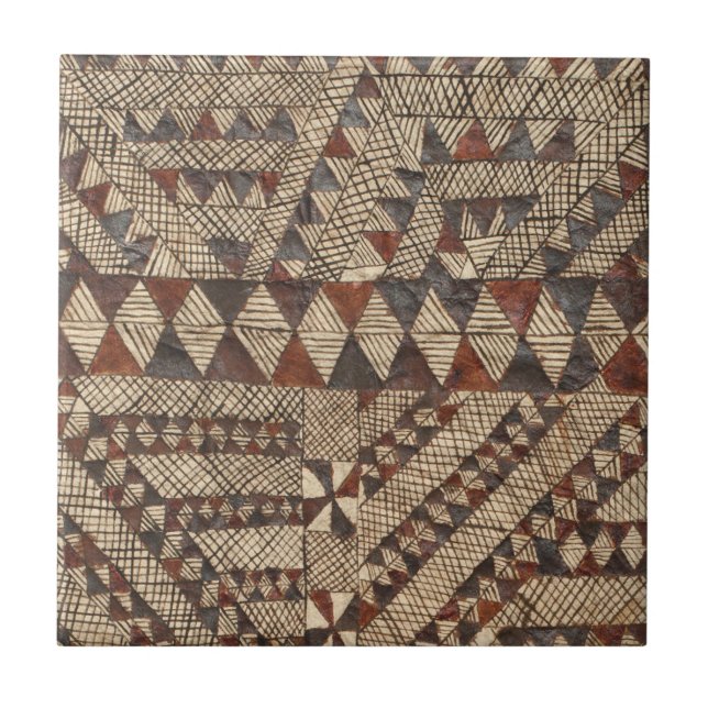 Vintage Polynesien Tapa Trasa Mönster Diamond Kakelplatta (Framsidan)