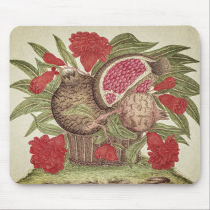 Vintage Pomegranat Blommor och frukter Musmatta