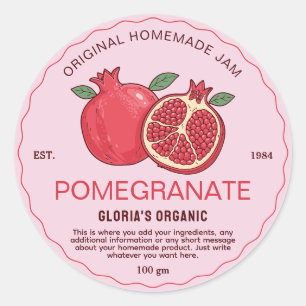 Vintage Pomegranat Fruit Sylt Homemade Product Runt Klistermärke