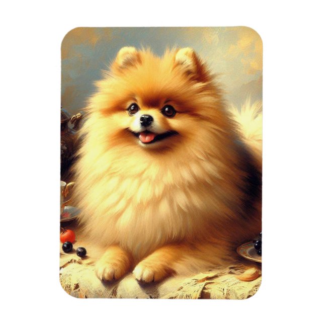 Vintage Pommern Hund Painting Magnet (Vertikal)