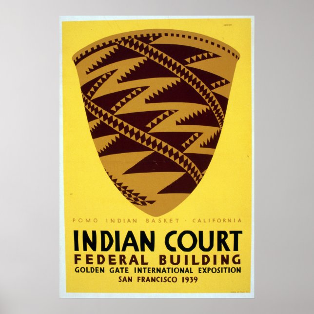 Vintage Pomo Indian Basket San Francisco WPA Poster (Framsidan)