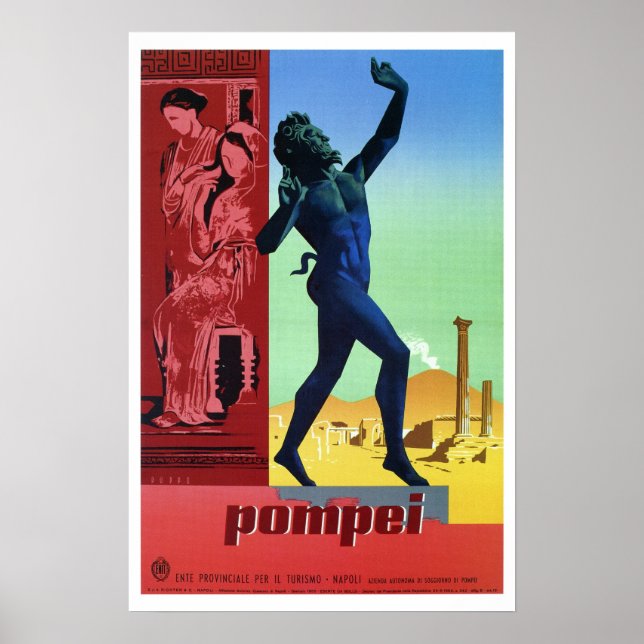 Vintage Pompeji Italienska resor Poster (Framsidan)