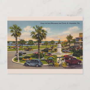 Vintage Ponce de Leon Monument Florida Postcard Vykort