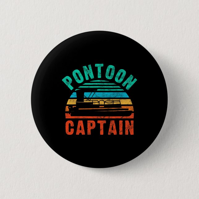 Vintage Pontoon kapten Boat Owner Boating Boater Knapp (Framsida)