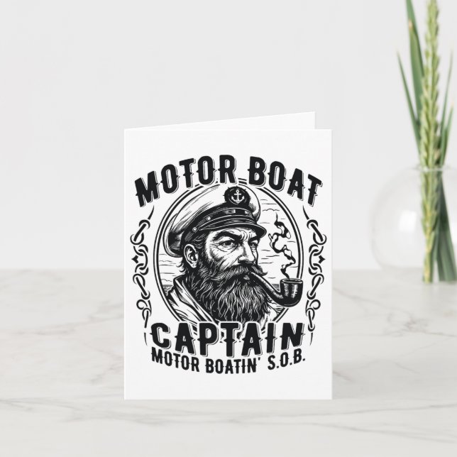 Vintage Pontoon kapten på motorbåten Kort (Framsida)