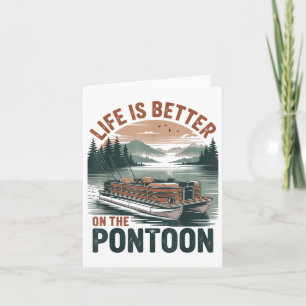Vintage Pontoon kapten Pontoon Boat Vacation Summ Kort
