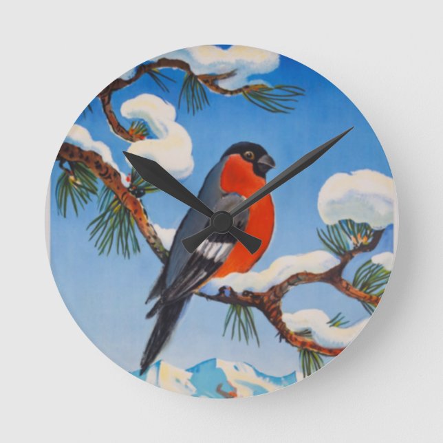 Vintage Pontresina Vacation Swiss Luft Schweiz Rund Klocka (Framsida)