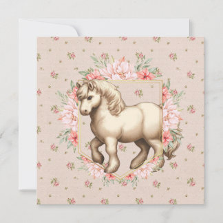 Vintage Ponys fina blommor Inbjudningar