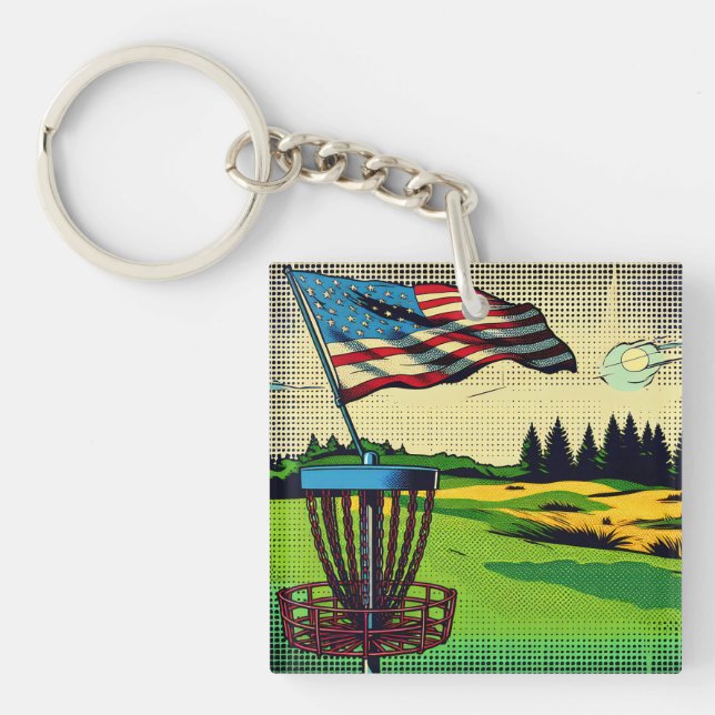 Vintage Pop Art American Flagga Disk Golf (Framsidan)