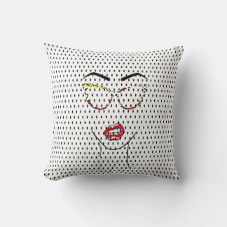 Vintage Pop Art Ansikte Läppar Glass Dots Tecknad Kudde
