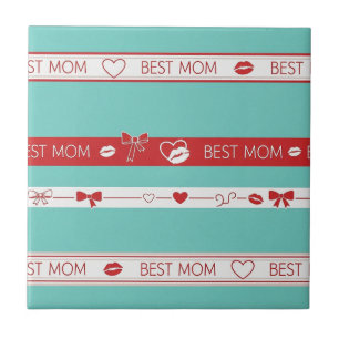 Vintage Pop Art Bästa Mamma Kärleksmönster Kakelplatta