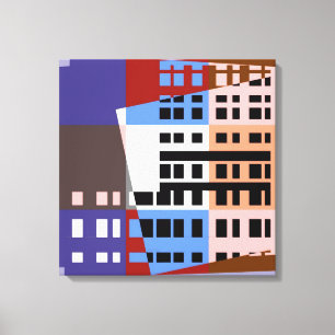 Vintage Pop Art Colorful City Mönster Canvas