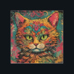 Vintage Pop Art, Louis Wain Stil, Vackert Cat Trätavla<br><div class="desc">Vintage Pop Art,  Louis Wain Stil,  Vackert Cat</div>