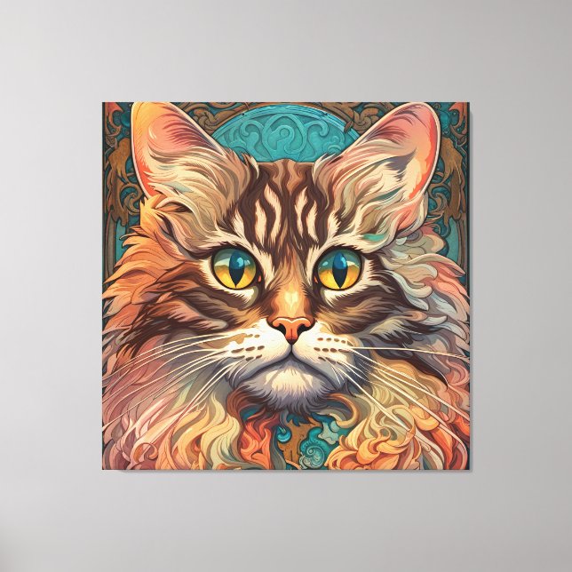 Vintage Pop Art, Louis Wain Vacker Cat Canvastryck (Framsida)