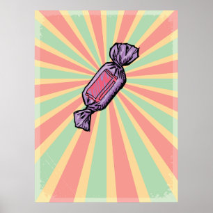 Vintage Pop Art Omslutet Godis Poster