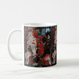 Vintage Pop Art Porträtt baby anrop Kaffemugg