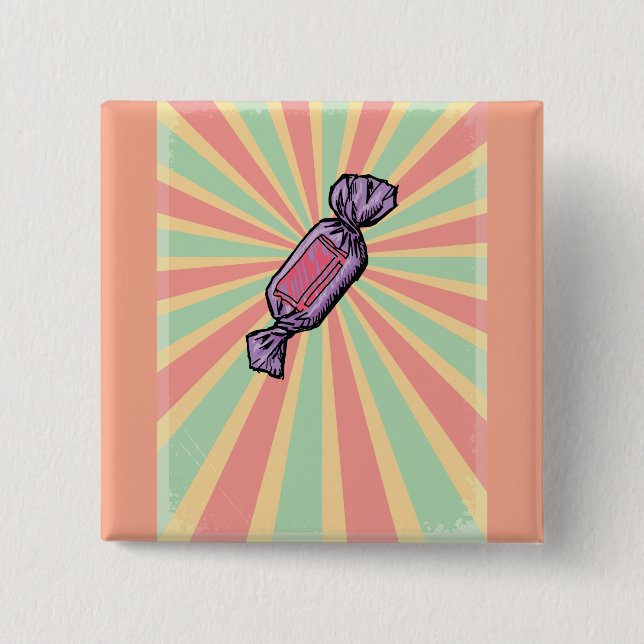 Vintage Pop Art Wrappar Godis Knapp (Framsida)