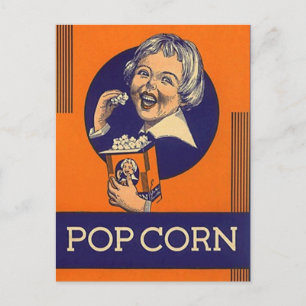 Vintage Popcorn Movie NIright Party Inbjudan Postc Vykort