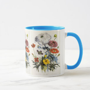 Vintage Poppies i Garden, Victorian Flowers Mugg