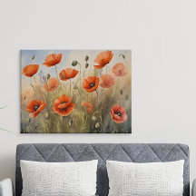 Vintage Poppies Oljemålning Timless Blommigt