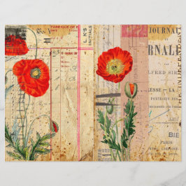 Vintage Poppies Shabby chic-klippbok Papper