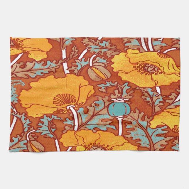 Vintage Poppy Kökshandduk (Horisontell)