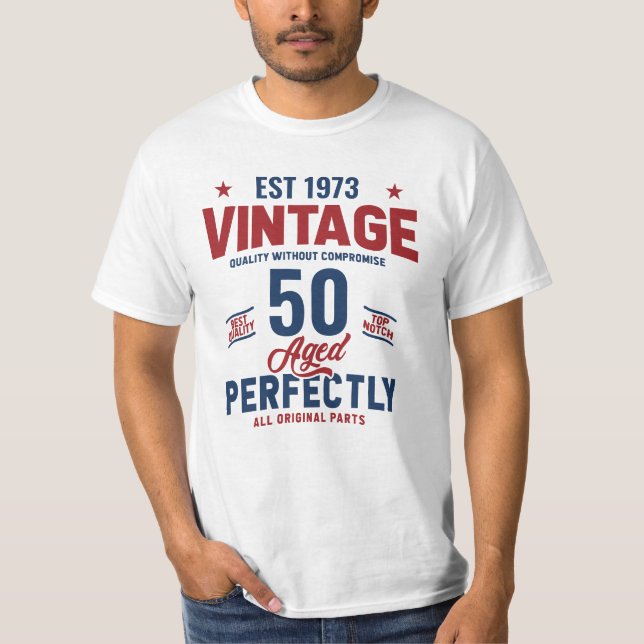 Vintage, populär Anpassningsbar för födelsedag T Shirt (Framsida)