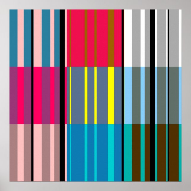 Vintage-popup-färgfull Rand Mönster #3 Poster (Framsidan)