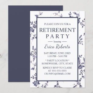 Vintage Porcelain Blue & White Blommigt Pension Inbjudningar