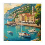 Vintage Portofino Genova Italien Kakelplatta<br><div class="desc">Vintage European Travel Advertisations - Genova Portofino Riviera Painting</div>