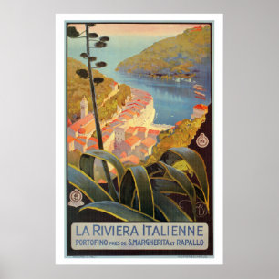Vintage Portofino Italiana Riviera-reseaffisch Poster
