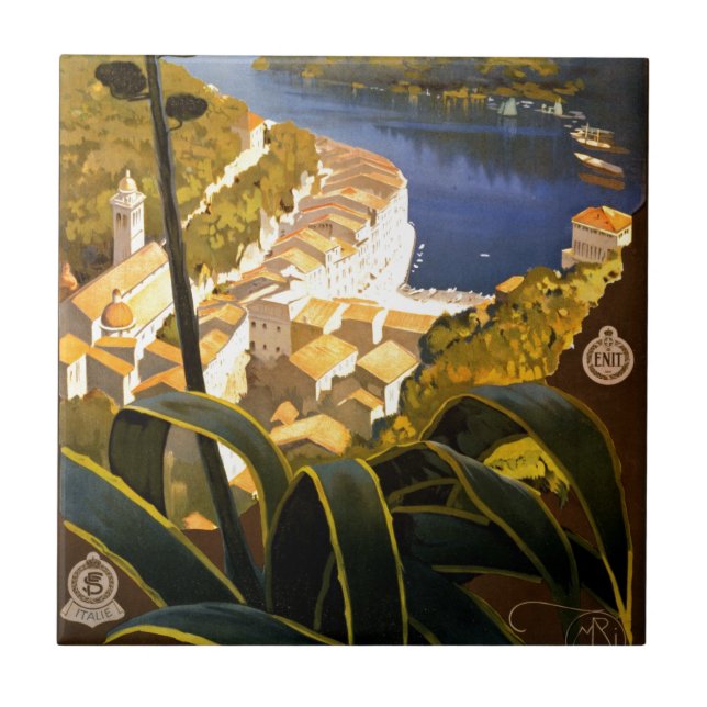 Vintage Portofino-Italien Kakelplatta (Framsidan)