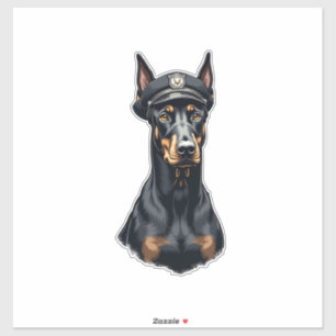 Vintage-porträtt av Dobermann polishund i svart oc Klistermärken