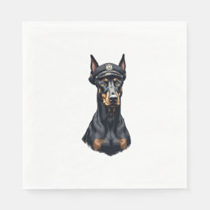 Vintage-porträtt av Dobermann-polishund i svart oc Pappersservett