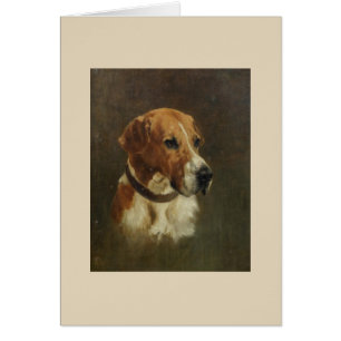Vintage - porträtt av en Foxhoundhund, Hälsningskort