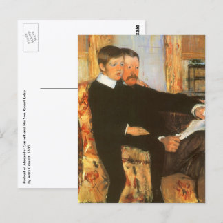 Vintage porträtt av far och son av Mary Cassatt Vykort