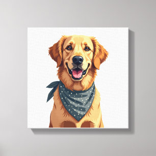 Vintage-porträtt av Golden Retriever med färgglatt Canvastryck